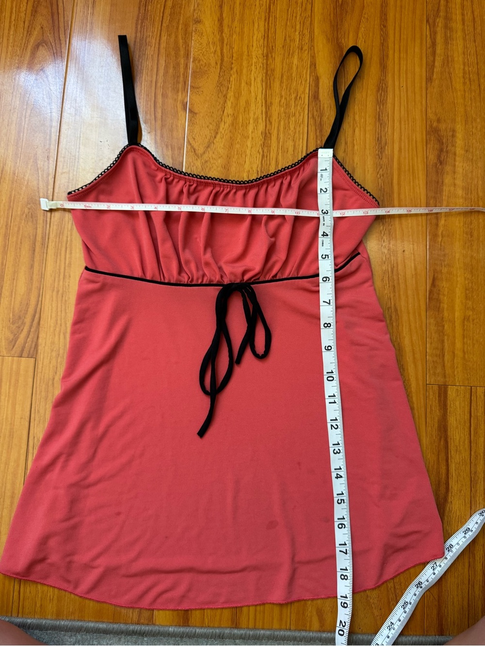 Ally B Coral Camisole with Black Trim and Tie